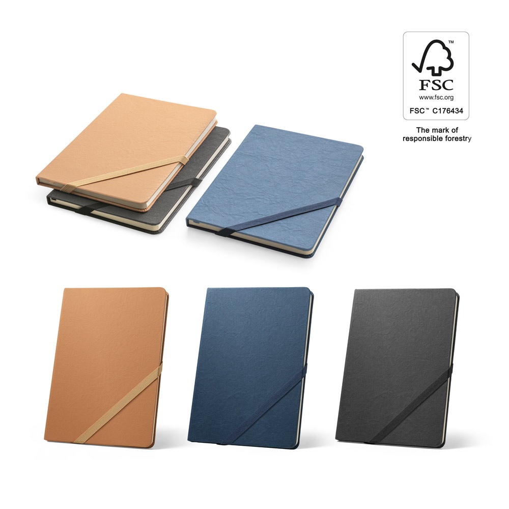 HUXLEY. A5 notebook, made with water resistant paper, with lined pages made from an FSC™ certified material and other controlled materials