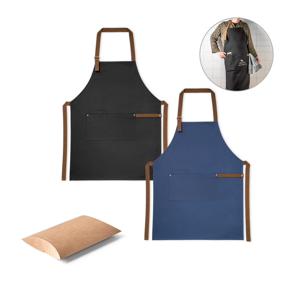 VESPER. 100% cotton canvas apron (300 g/m²) with metal details