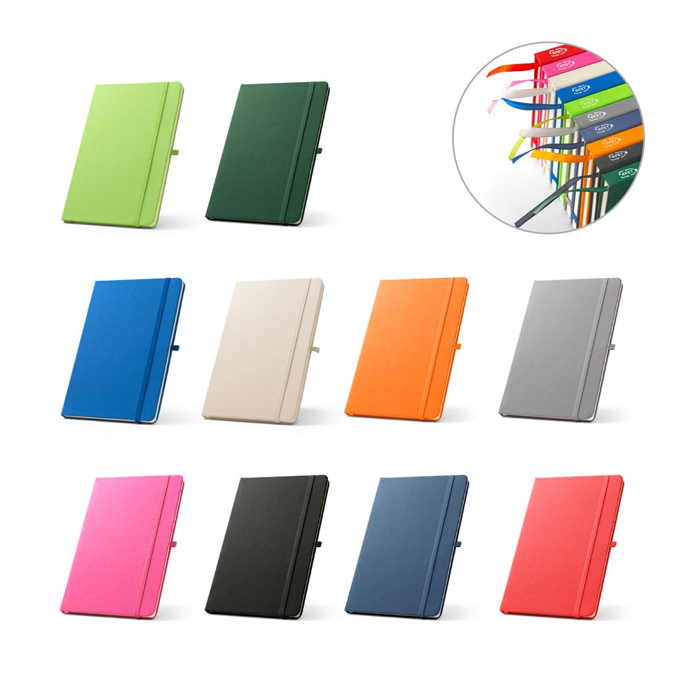 ANNE. A5 notebook in recycled polyester (100% rPET) with lined pages