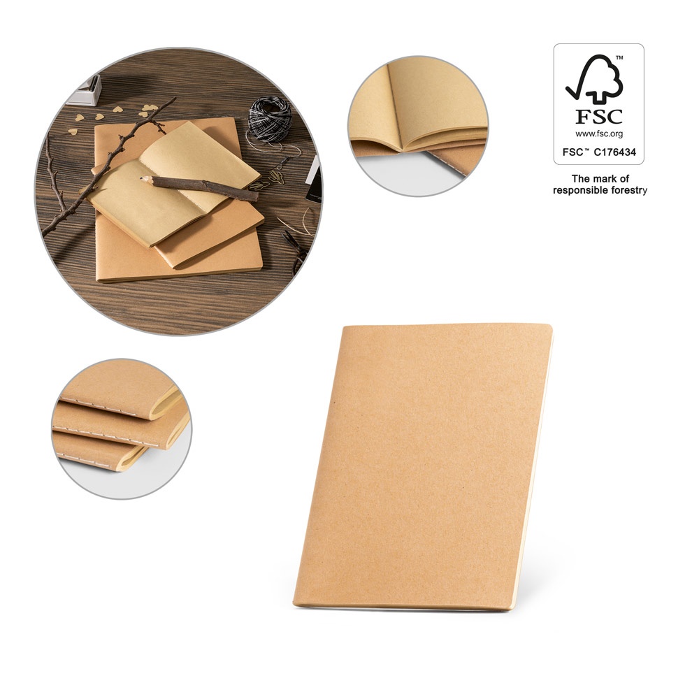 ALCOTT A5. A5 notepad with Kraft paper cover (250 g/m²) and plain pages