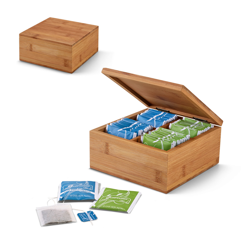 ARNICA. Bamboo tea box with 4 compartments and magnet closure