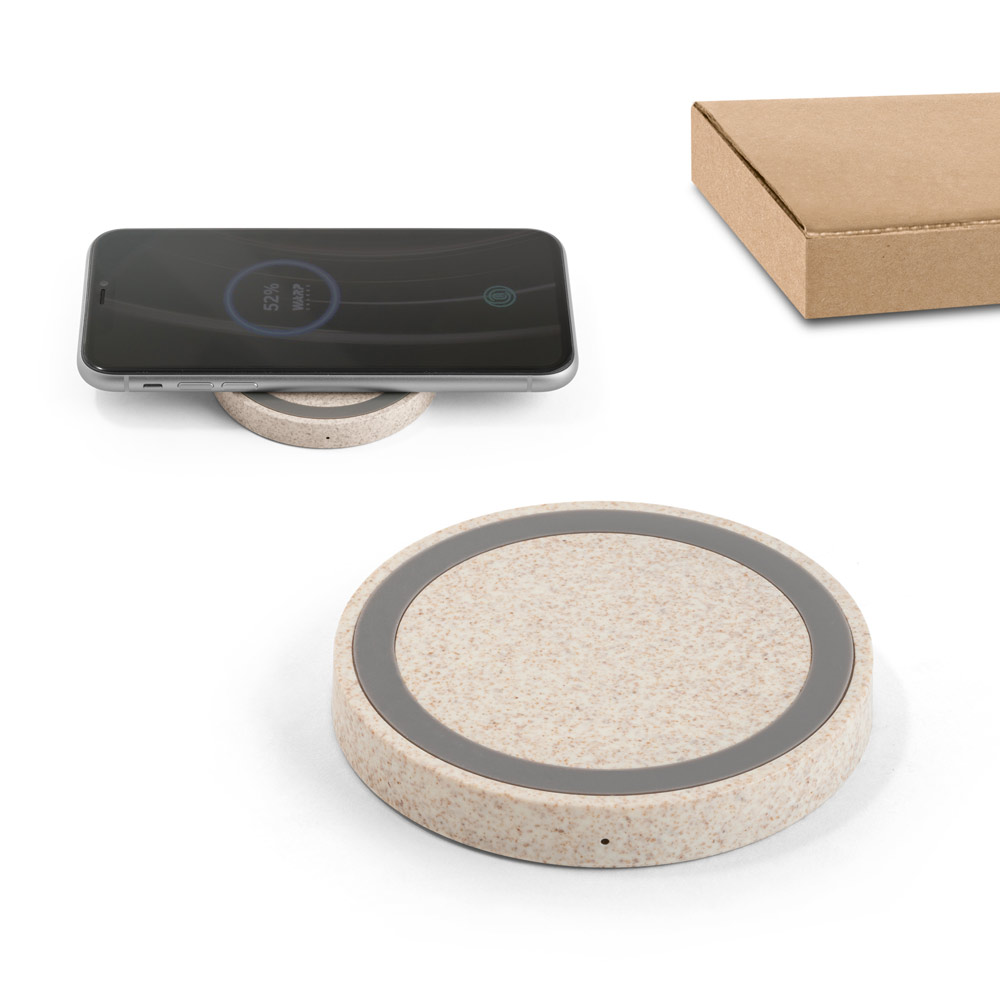 CUVIER. Superfast 5W wireless charger in ABS and straw fibre