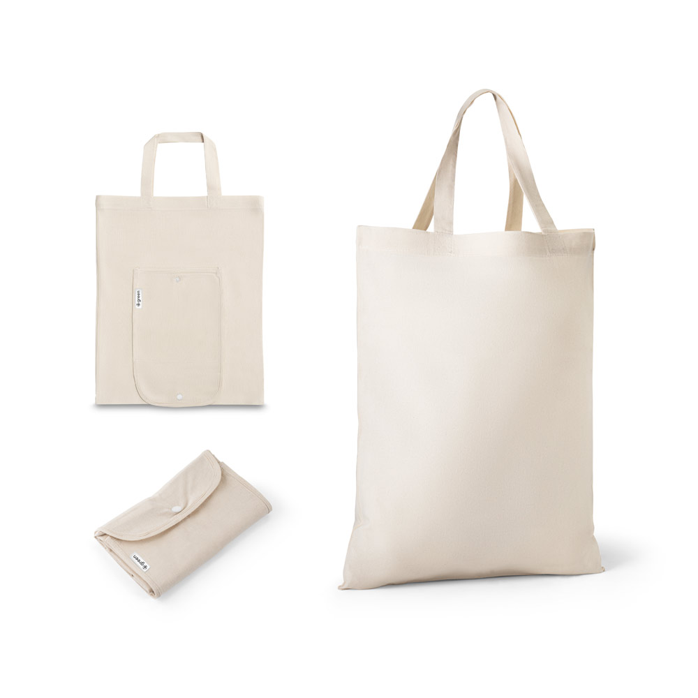 BEIRUT. Foldable bag in cotton (50%), recycled cotton (30%) and polyester (20% rPET) (140 g/m²)