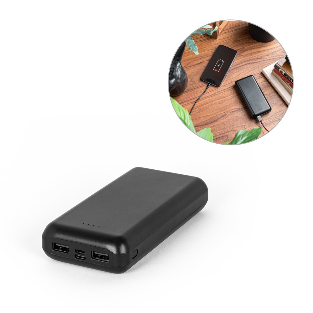 LEAKEY 20. Power bank 20'000 mAh in recycled ABS (100% rABS)