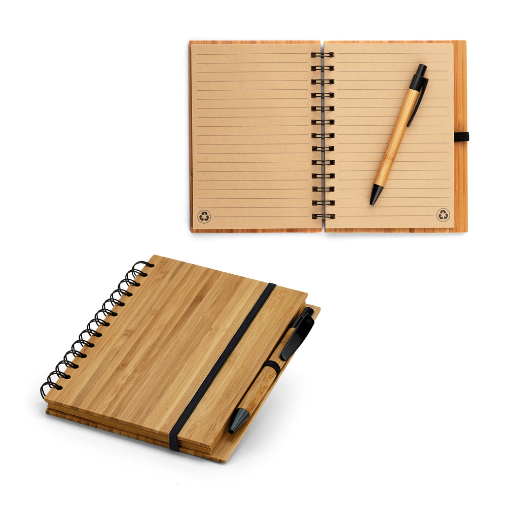 DICKENS A5. A5 spiral notebook in bamboo with 100% recycled paper