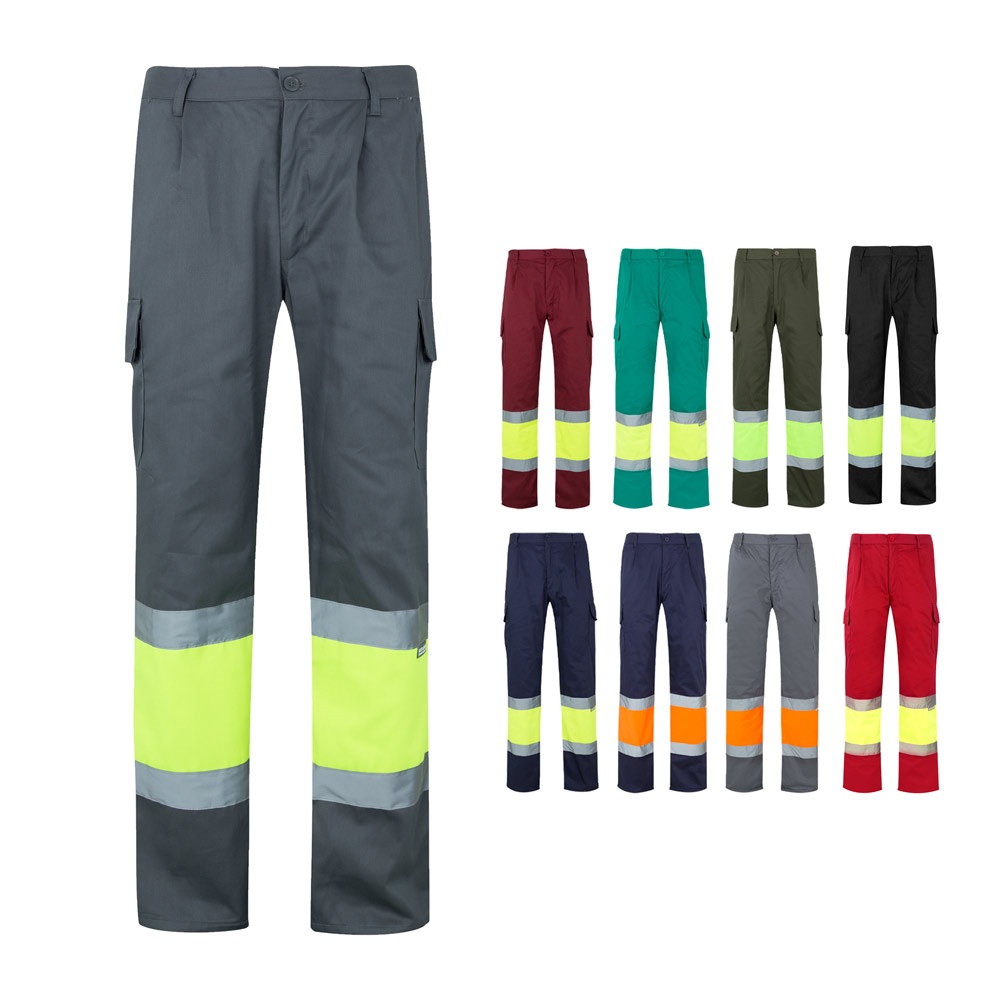 VL ATHENA. Two-tone twill trousers (210g/m²), lined, multi-pocket, in cotton (20%) and polyester (80%)