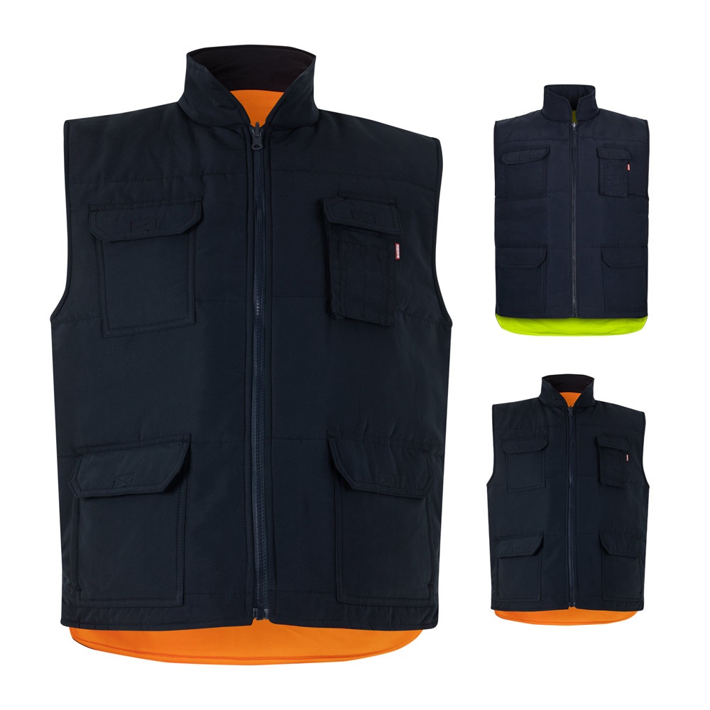 VL DIANA. Padded vest (220g/m²), reversible and multi-pocket, in polyester (100%), with zip fastening and reversible puller