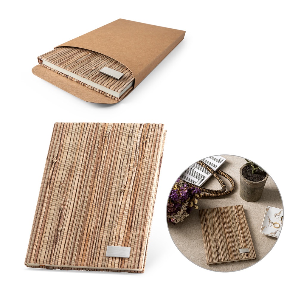 NERUDA. A5 notepad with hardcover made from natural straw fibres