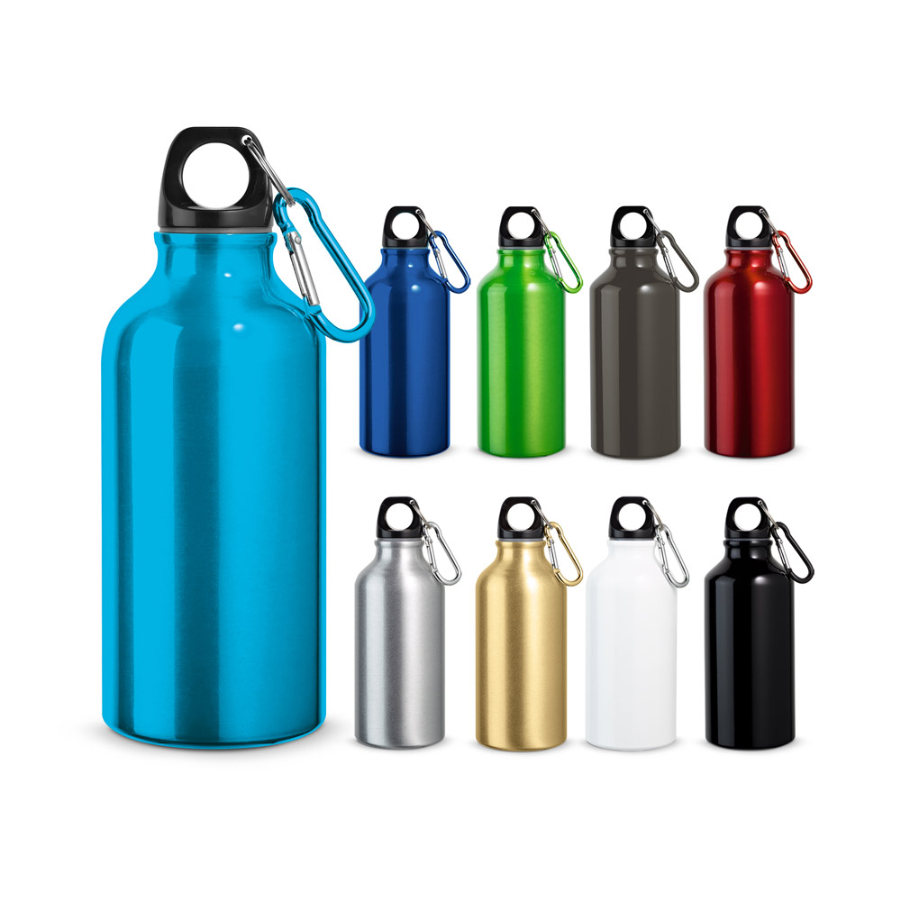 LANDSCAPE S. Aluminium sports bottle with carabiner 400 mL