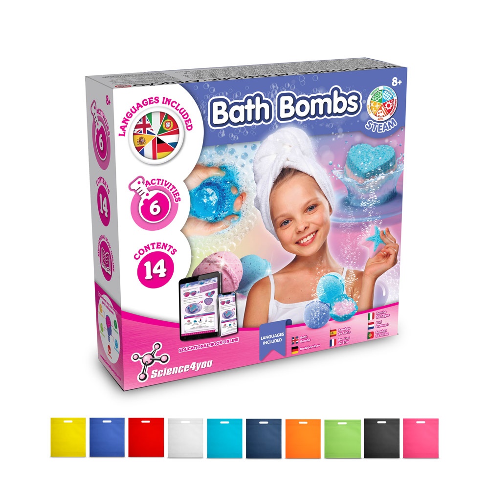 Bath Bombs Kit IV. Educational toy supplied with a non-woven gift bag (80 g/m²)