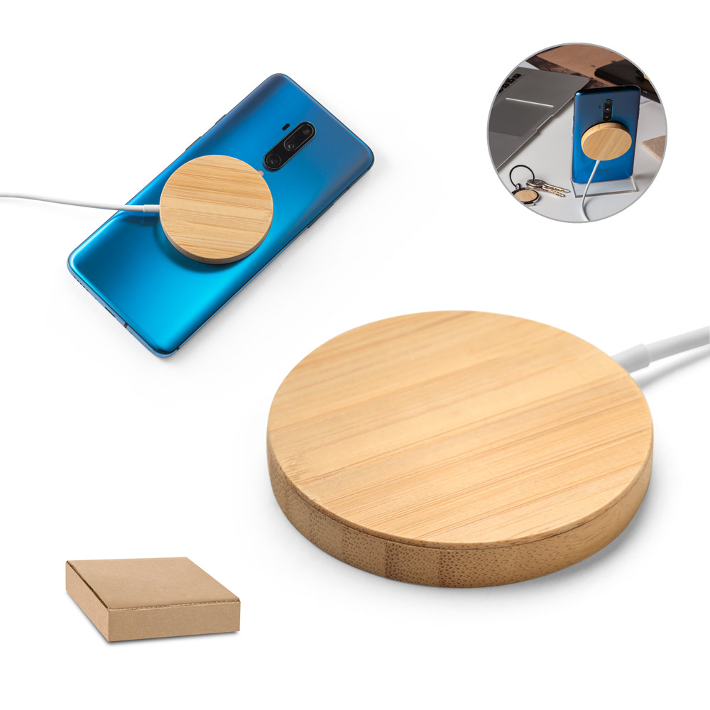 DAIMLER. 15W superfast wireless magnetic charger in bamboo