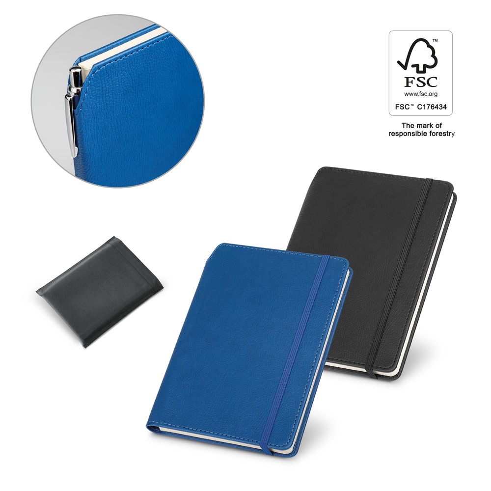 MORIAH. A5 notebook in PU with lined sheets, made from FSC™ certified material and other controlled materials