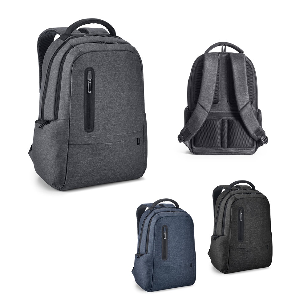 RE-BOSTON. 2Tone recycled nylon waterproof laptop backpack with 210D recycled polyester compartment