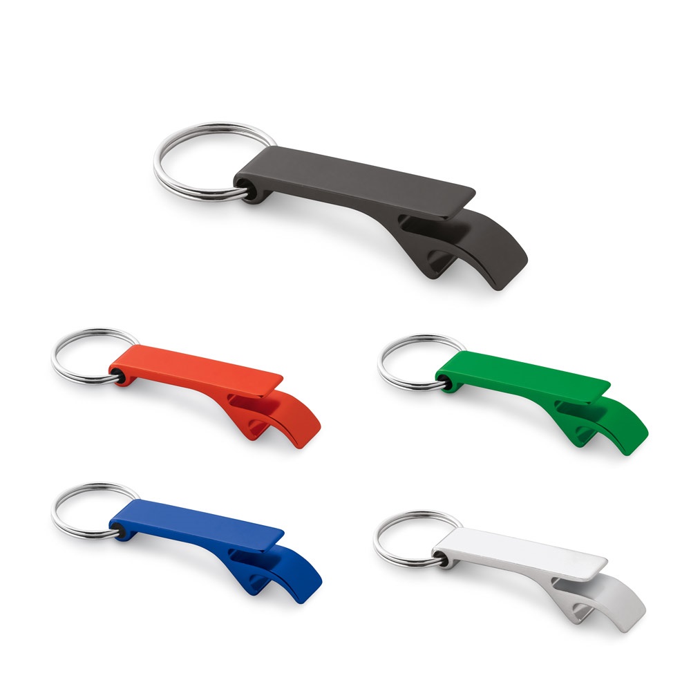 RE-BAITT. Recycled aluminium (100% rAL) keyring with capsule opener