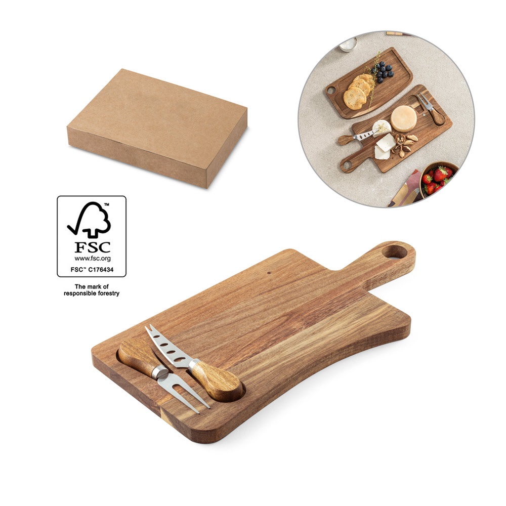 CASSIA. Acacia wood cheese board with handle, made from FSC™ certified material and other controlled materials