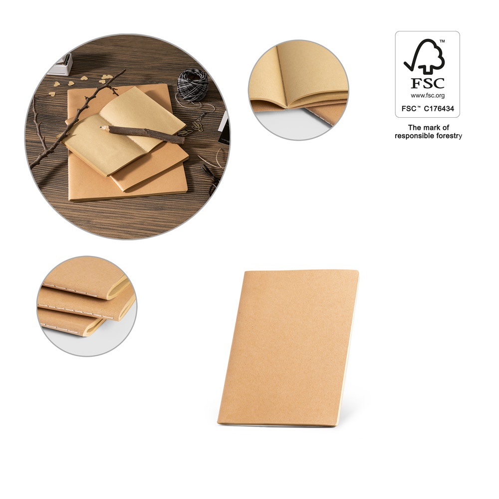 ALCOTT A6. Notepad with cardboard cover (250 g/m²) and plain pages