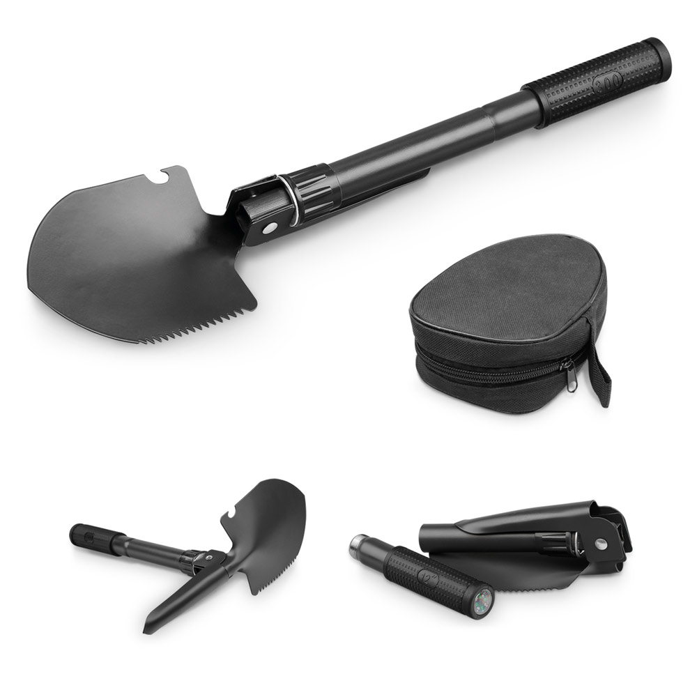 DIG. Metal folding shovel with compass