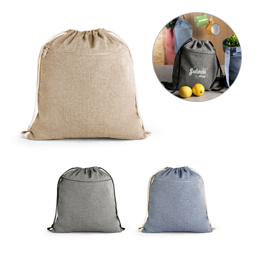 CHANCERY. Drawstring bag in recycled cotton (70%), polyester (30% rPET) (140 g/m²)