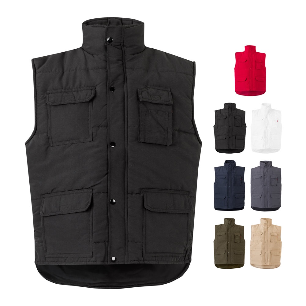 VL MEFITIS. Multi-pocket padded vest (220g/m²), in polyester (100%)