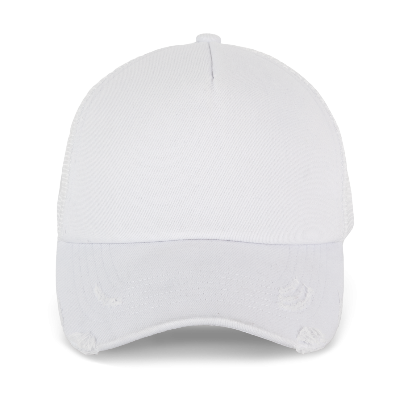 DESTROYED COTTON 5 PANEL TRUCKER WITH SOFT FRONT PANEL