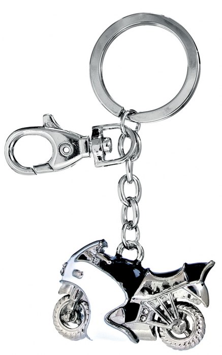 KEY CHAIN MOTORCYCLE WHITE/BLACK -NO BOX