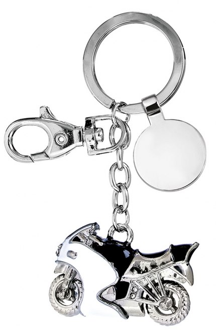 KEY CHAIN MOTORCYCLE WHITE/BLACK -NO BOX