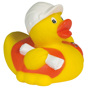 Squeaky duck, construction worker