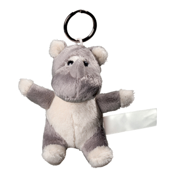 Plush rhino with keychain