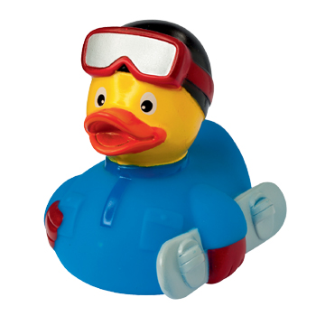 Squeaky duck, snowboarder