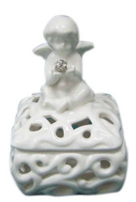 SQUARE PORCELAIN ANGEL TRINKET BOX 70x70