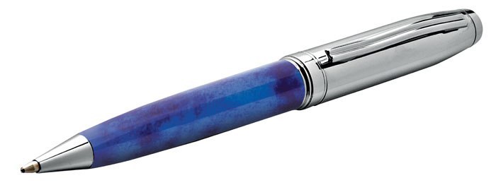 BALLPOINT PEN blue MARBLE /CHROMED SHINY