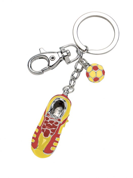 KEY CHAIN FOOTBALL SHOE YELLOW/RED