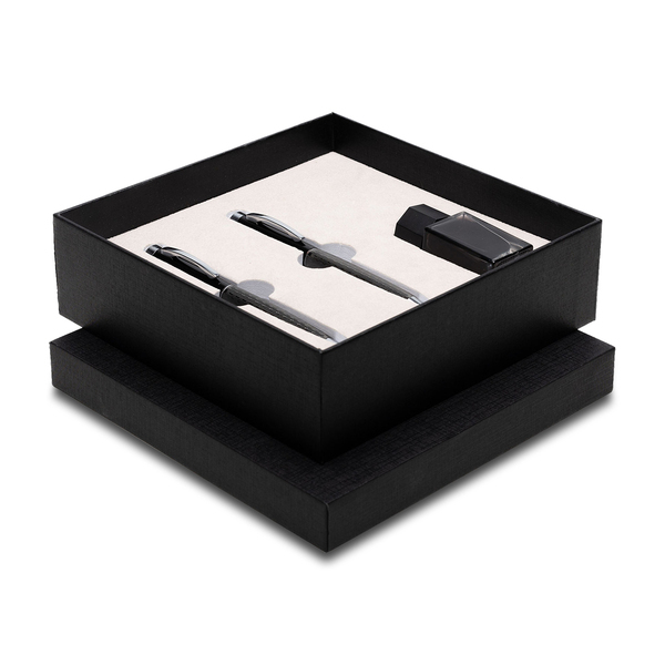 GASSIN gift set with ball and fountain pen and ink, black