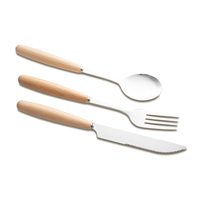 NANTES cutlery set in a cotton bag, beige