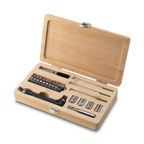 PATTAYA tool set in a bamboo box, brown