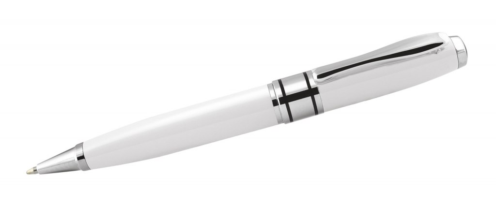 BALLPOINT PEN WHITE CHROMED SHINY