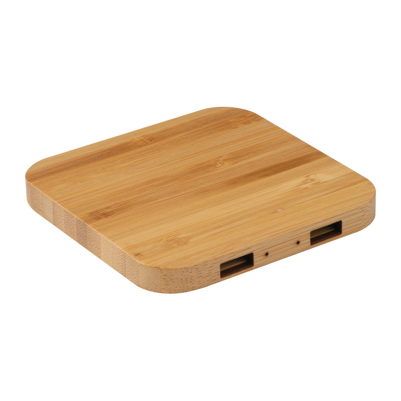 Bamboo Wireless Charger with 2 USB ports