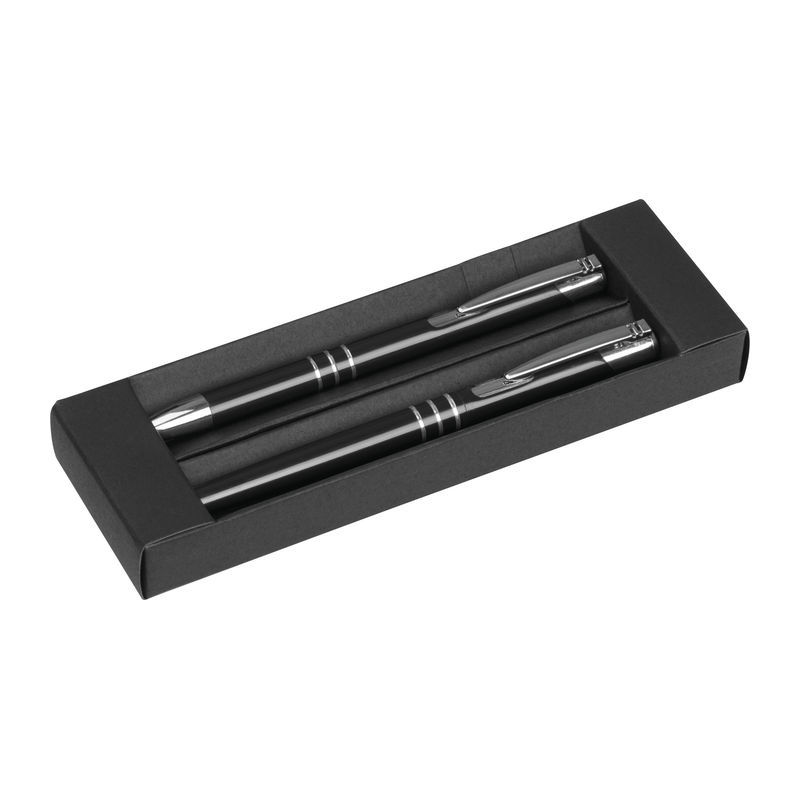 Writing set with ball pen and rollerball pen