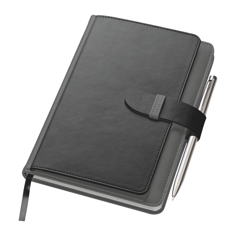 Notebook with business card compartments