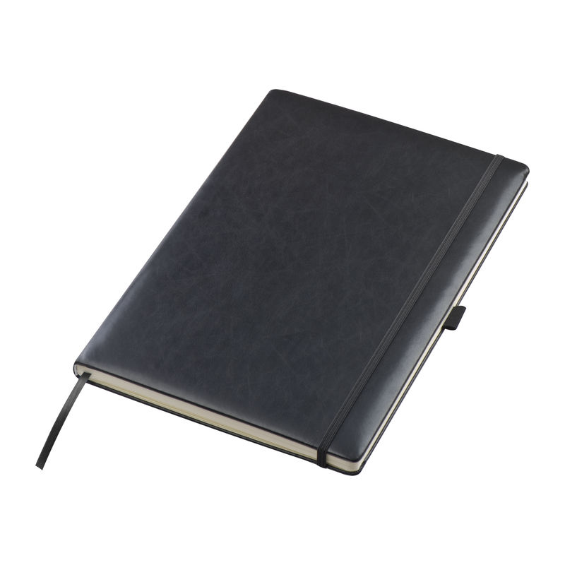 A4 notebook, lined, with elastic strap