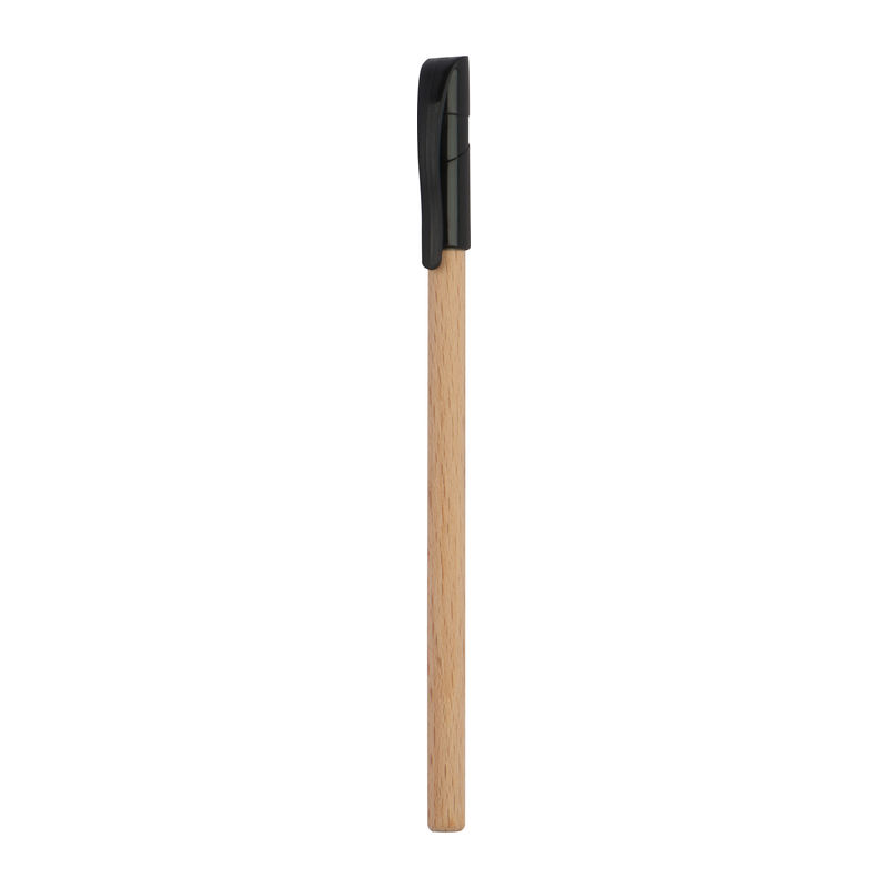 Wooden ballpen with black plastic cap