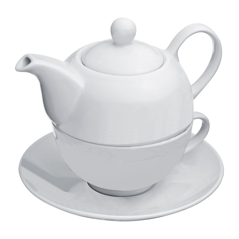 Teapot with cup and coaster