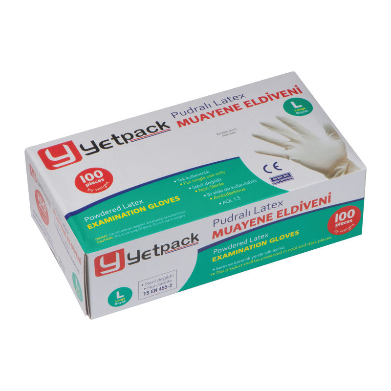 Latex gloves poudered. Size L