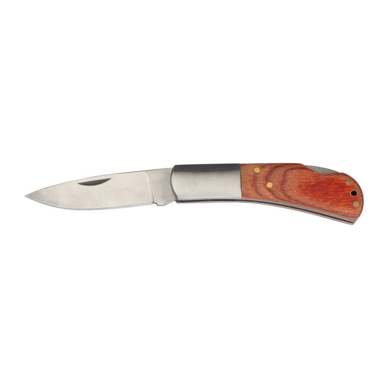 Folding knife with wooden handle