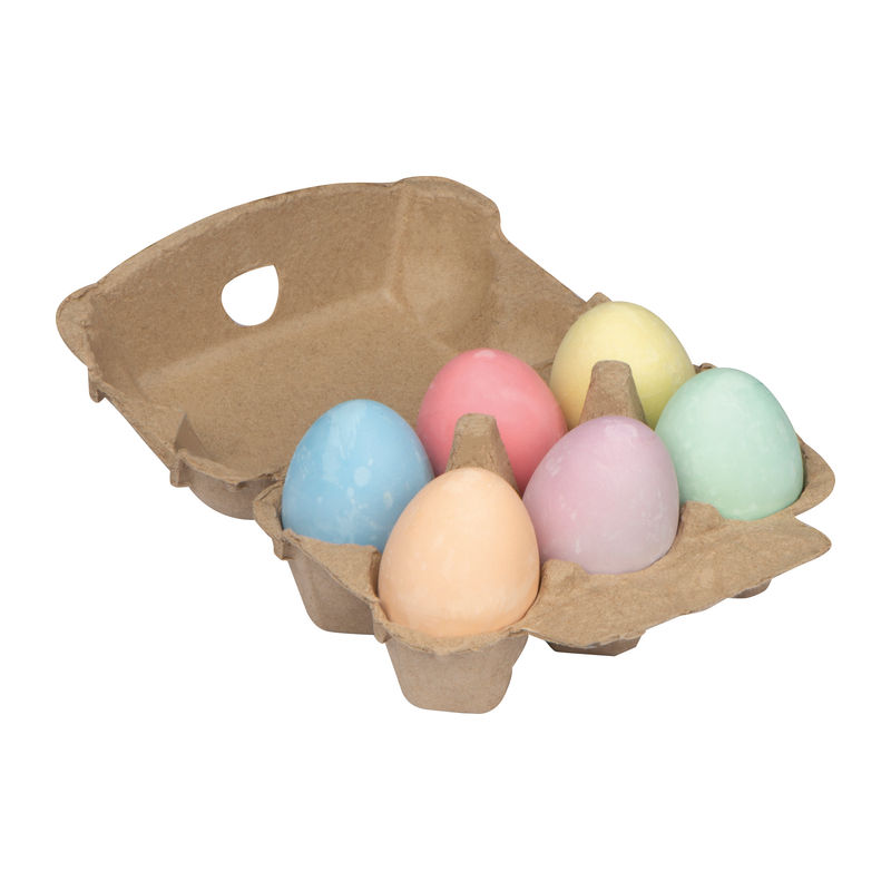 Chalk eggs in cardboard box