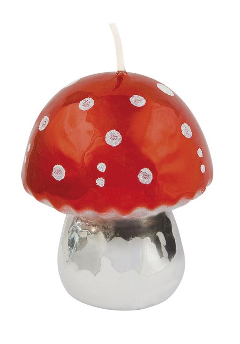 CANDLE RED MUSHROOM SHINY