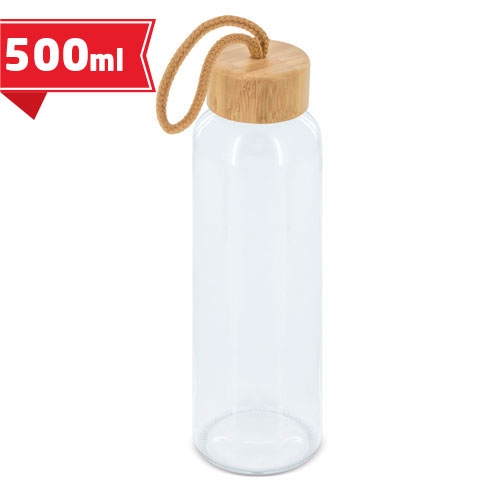 Glass bottle with bamboo lid 