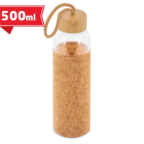 Glass bottle with bamboo/cork lid 