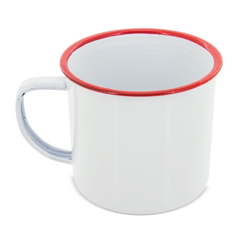 Enameled metal cup with edge 