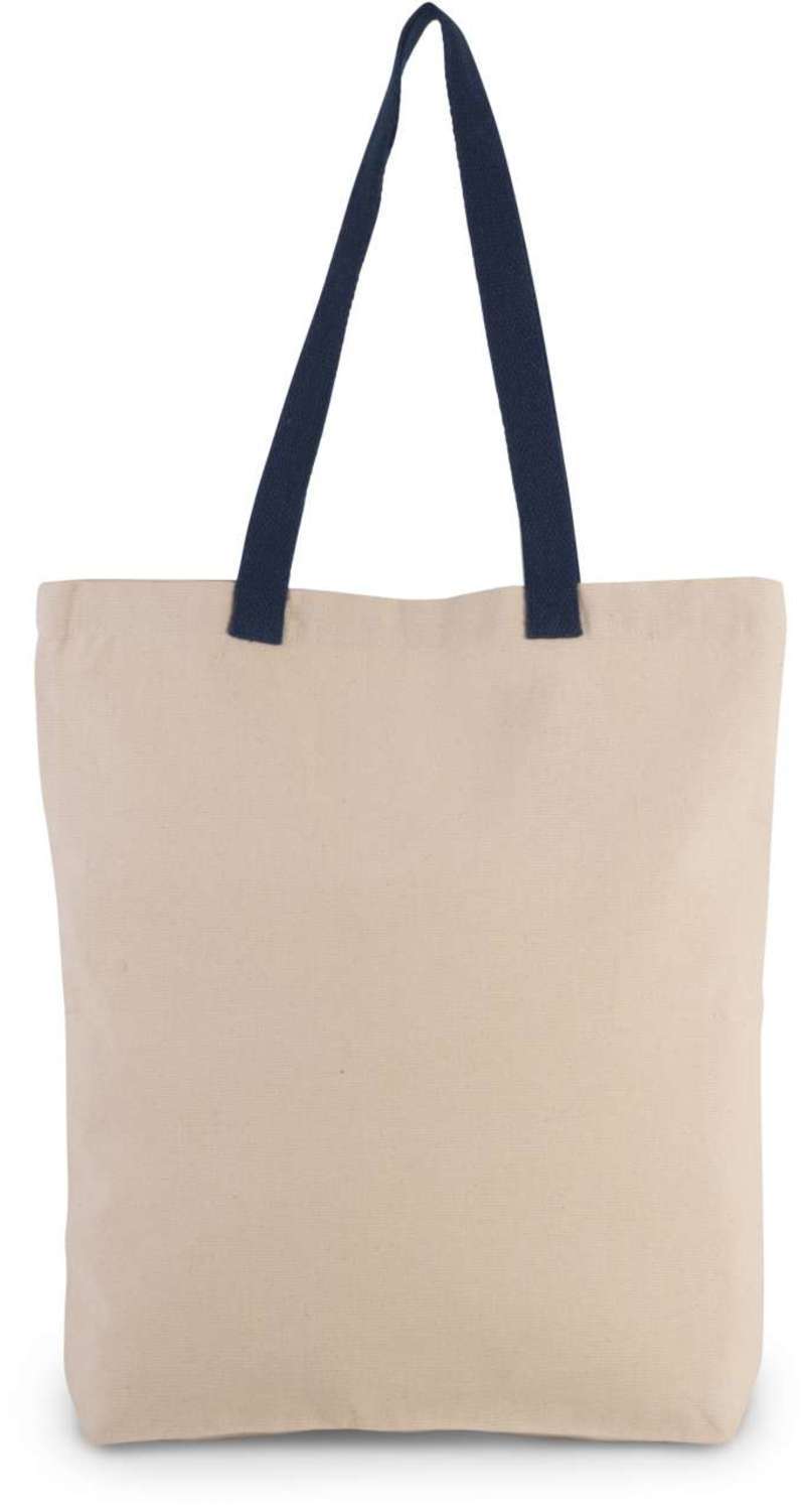 SHOPPER BAG WITH GUSSET AND CONTRAST COLOUR HANDLE